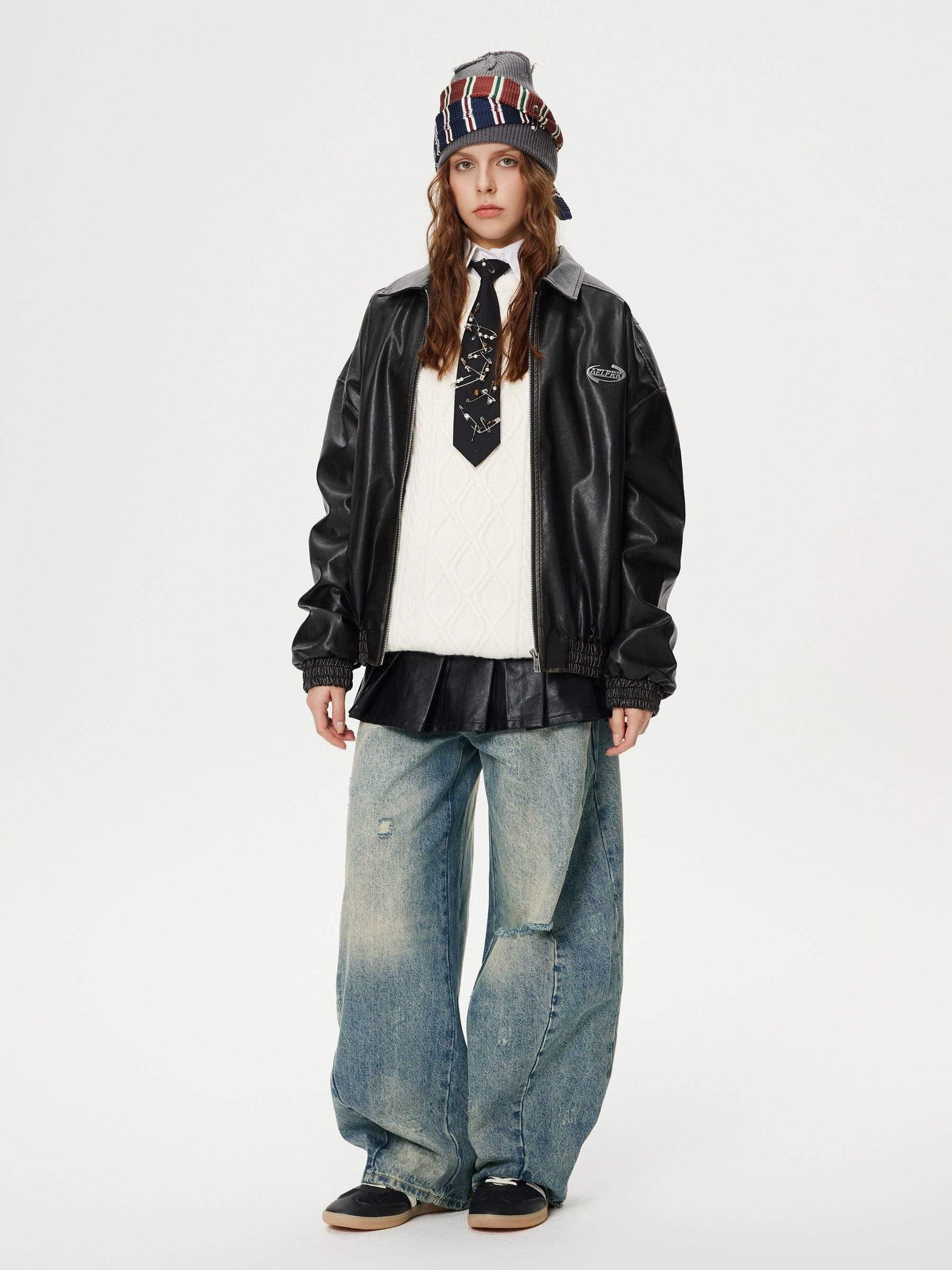 Concert Outfit Distressed Washed Barrel Jeans
