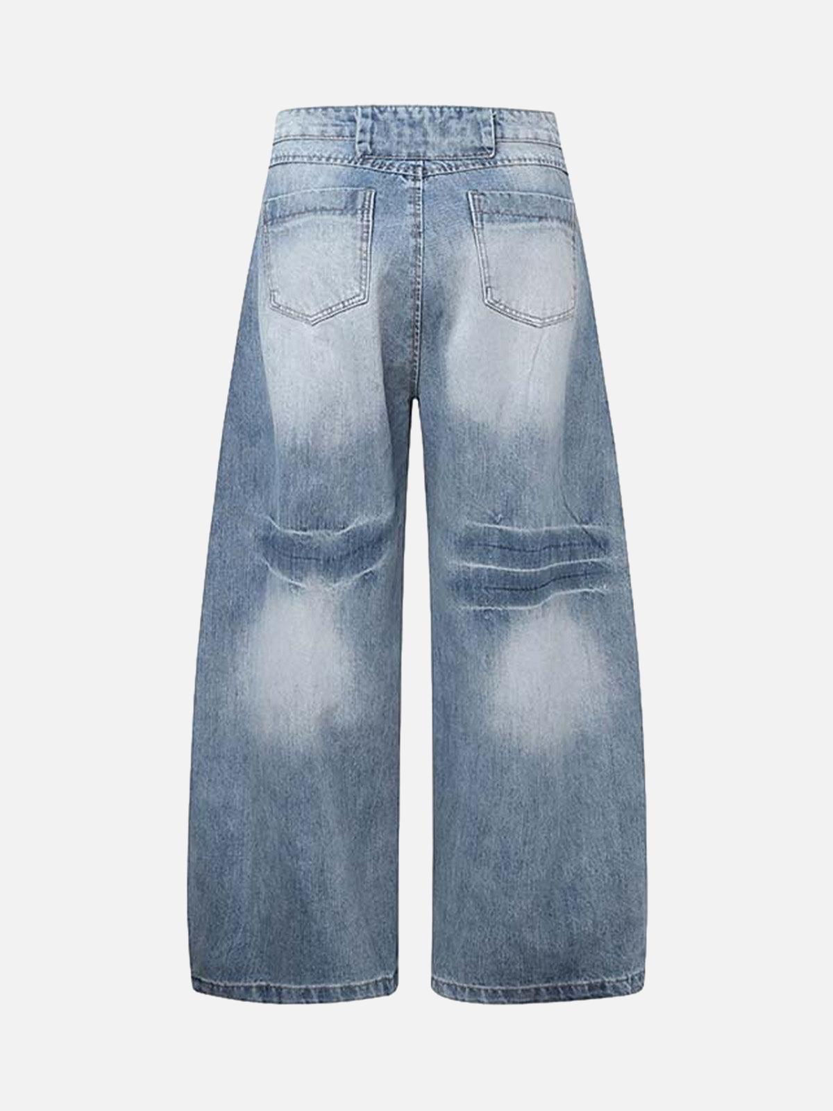 Concert Outfit Distressed Washed Deconstructed Barrel Jeans