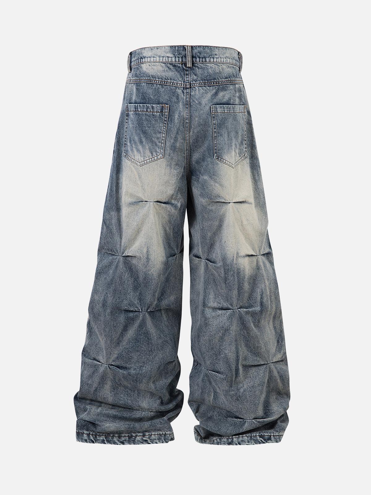 Concert Outfit Distressed Washed Pleated Jeans