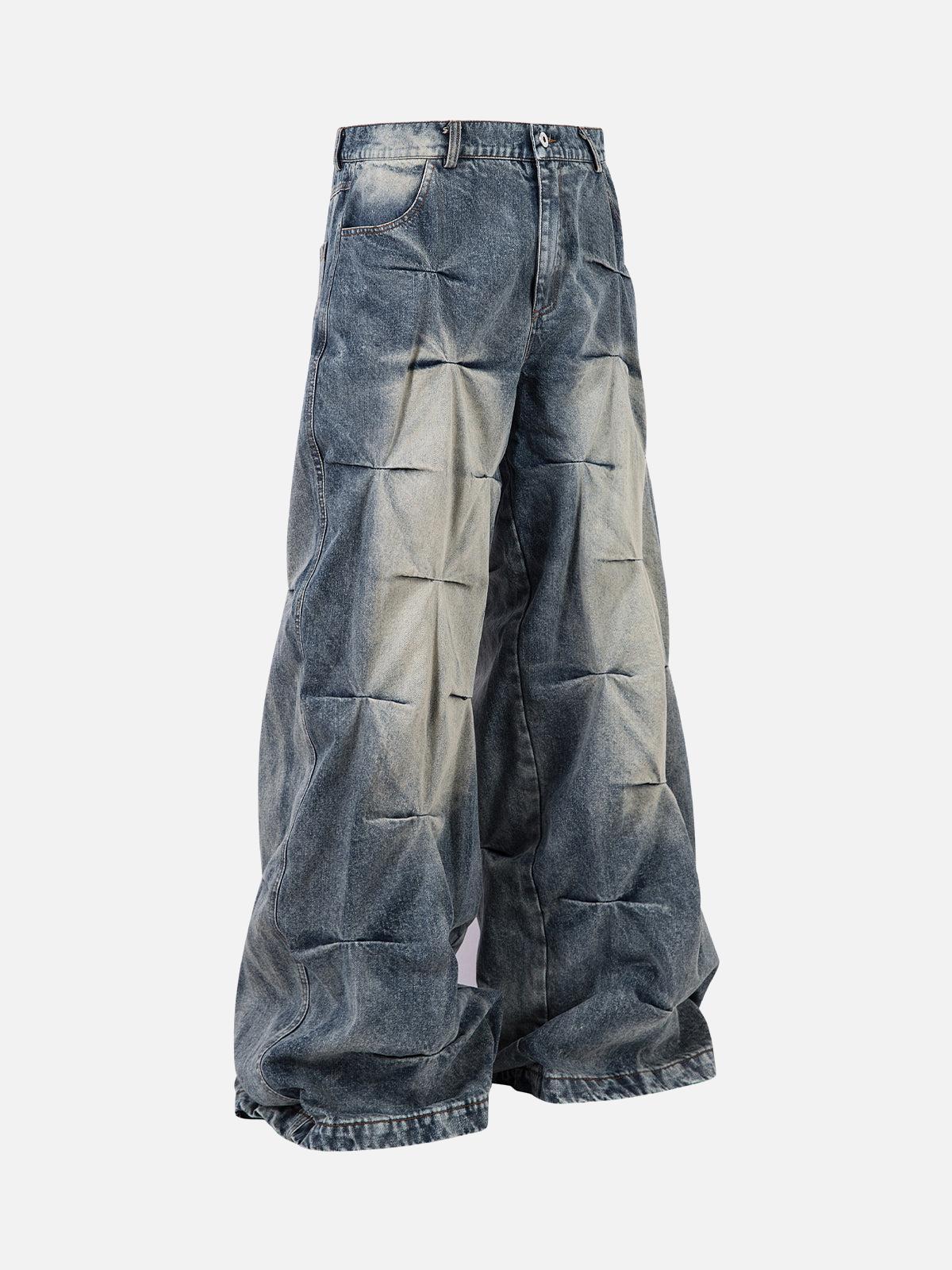 Concert Outfit Distressed Washed Pleated Jeans