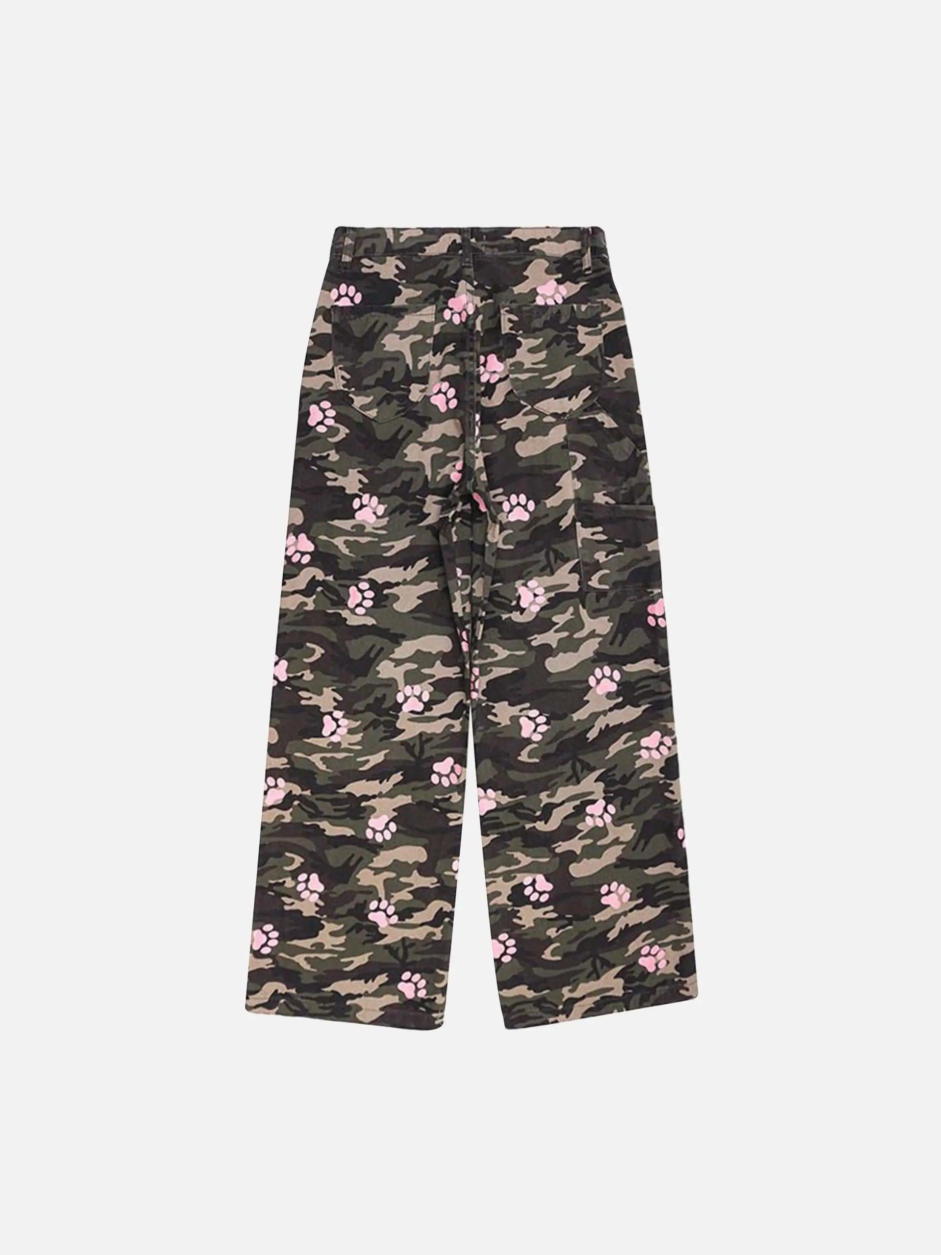 Concert Outfit Dog Paw Print Camouflage Pants