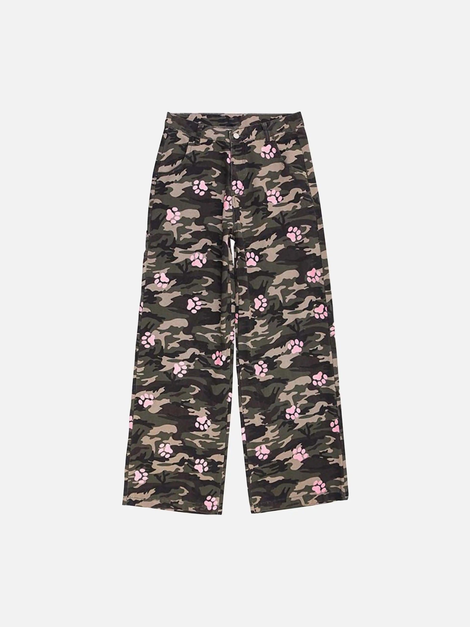 Concert Outfit Dog Paw Print Camouflage Pants