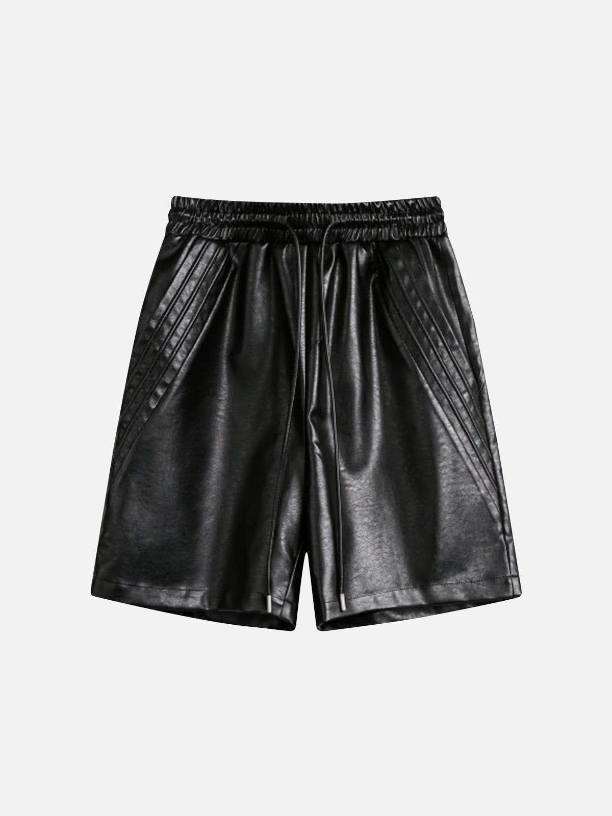 Concert Outfit Drawstring Faux Leather Shorts