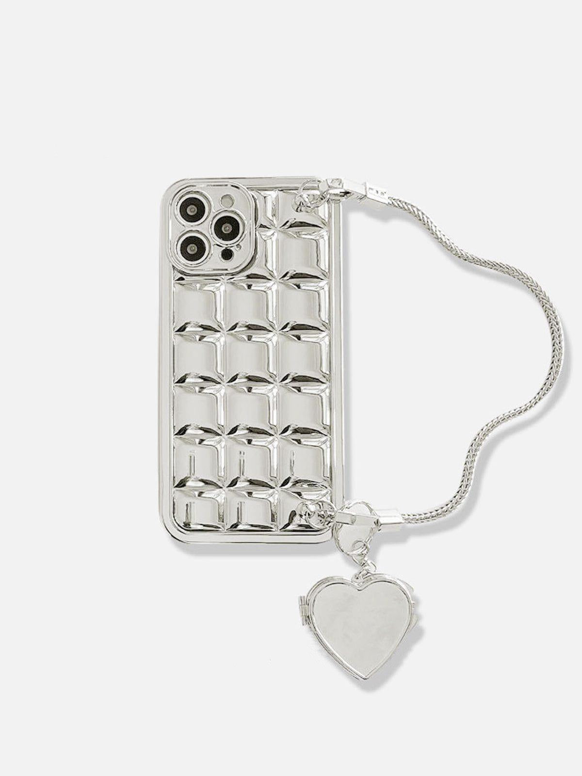 Concert Outfit Electroplate Block Heart Chain Mobile Phone Case