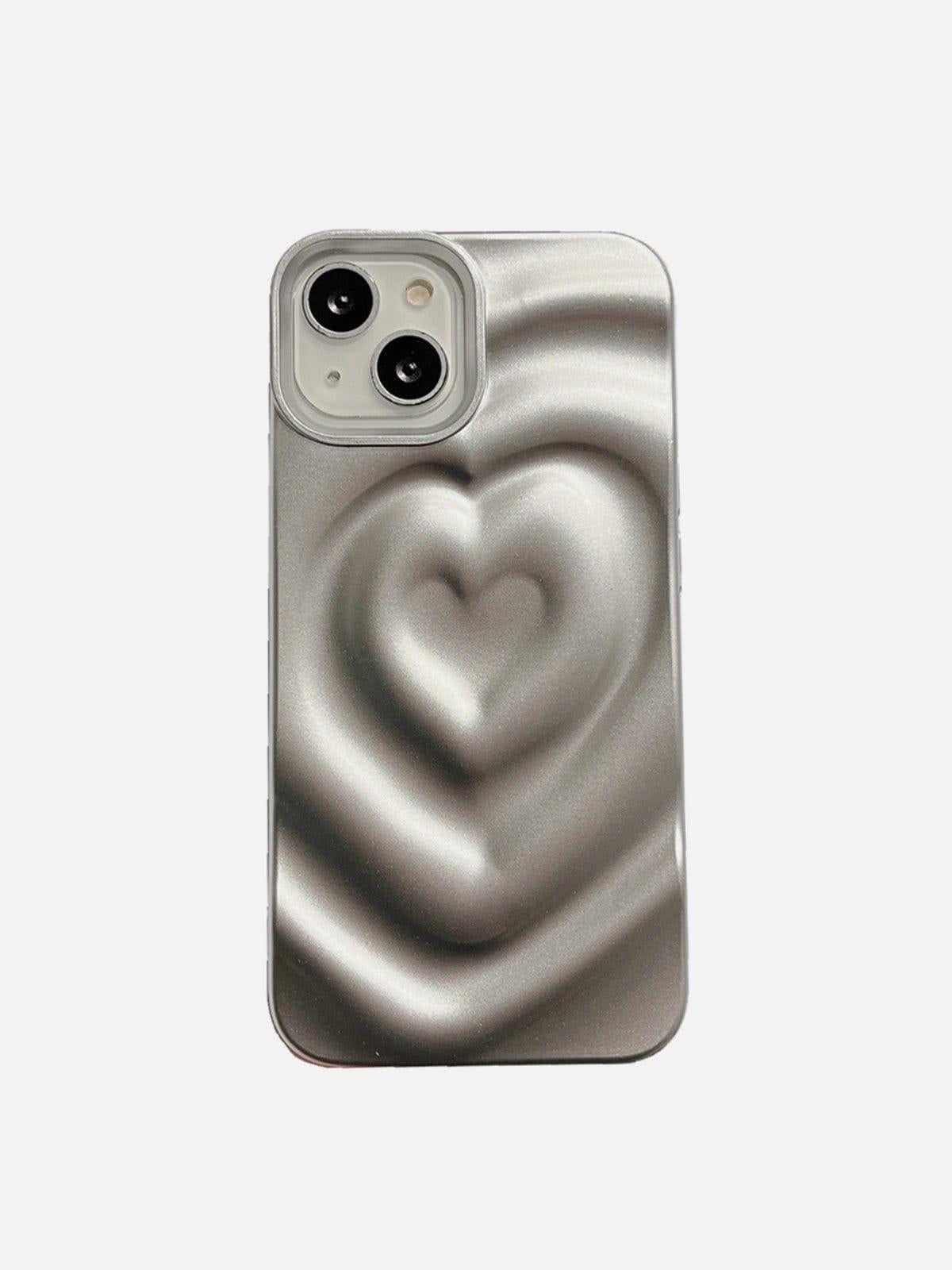 Concert Outfit Electroplate Silver 3D Heart Water Ripple Phone Case