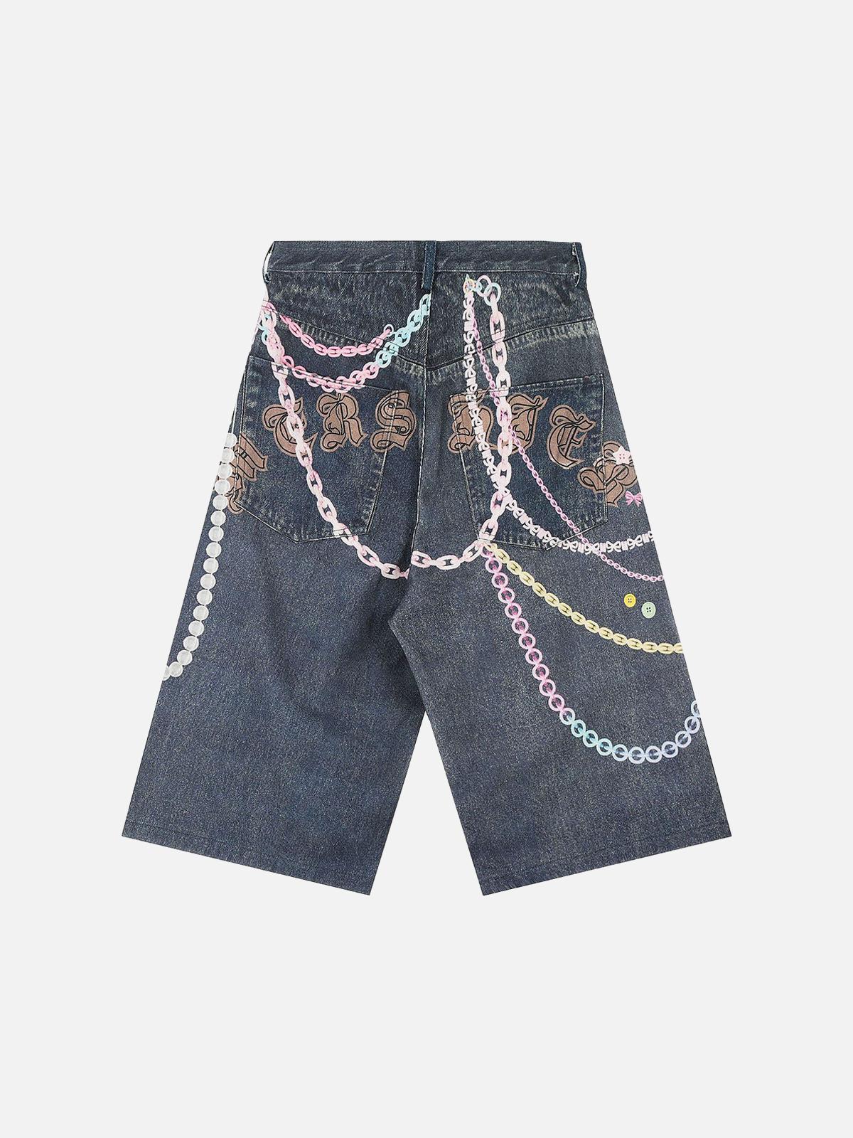 Concert Outfit Embellished Chain Denim Shorts