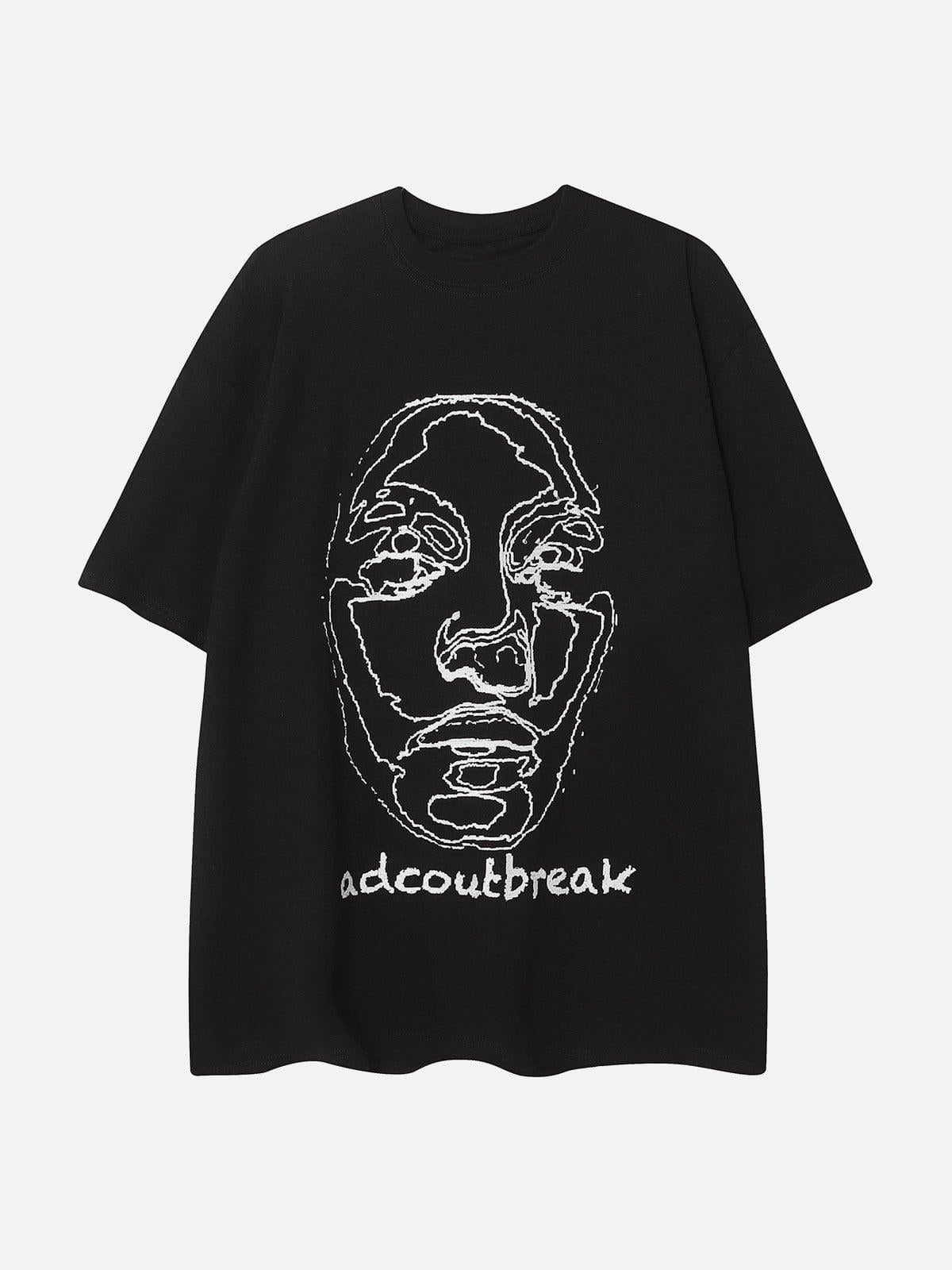 Concert Outfit Embroidery Abstract Face Tee