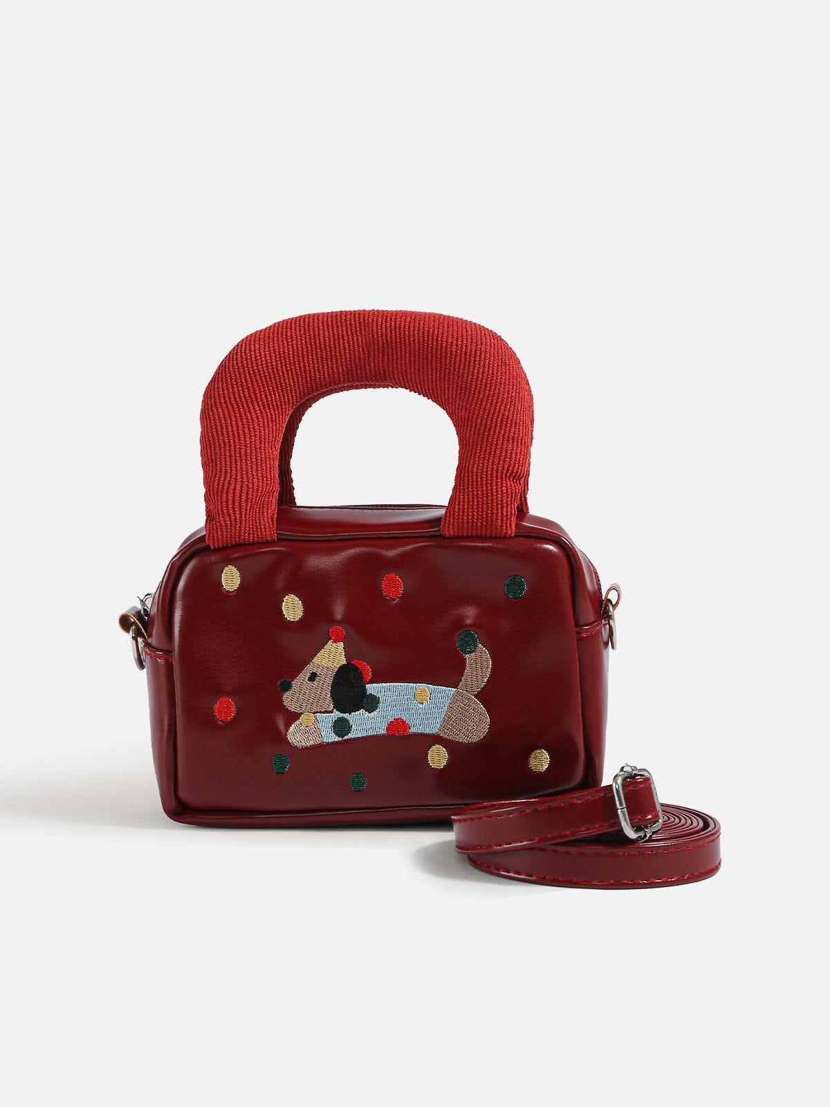 Concert Outfit Embroidery Cartoon Dog Bag