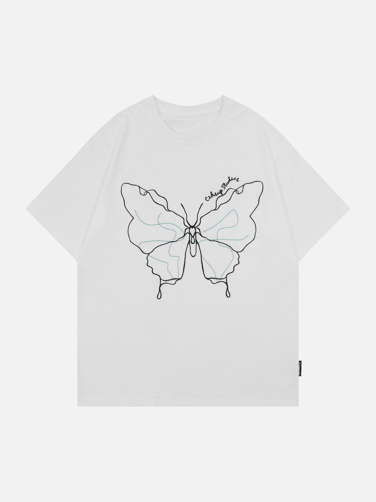 Concert Outfit Embroidery Line Butterfly Tee