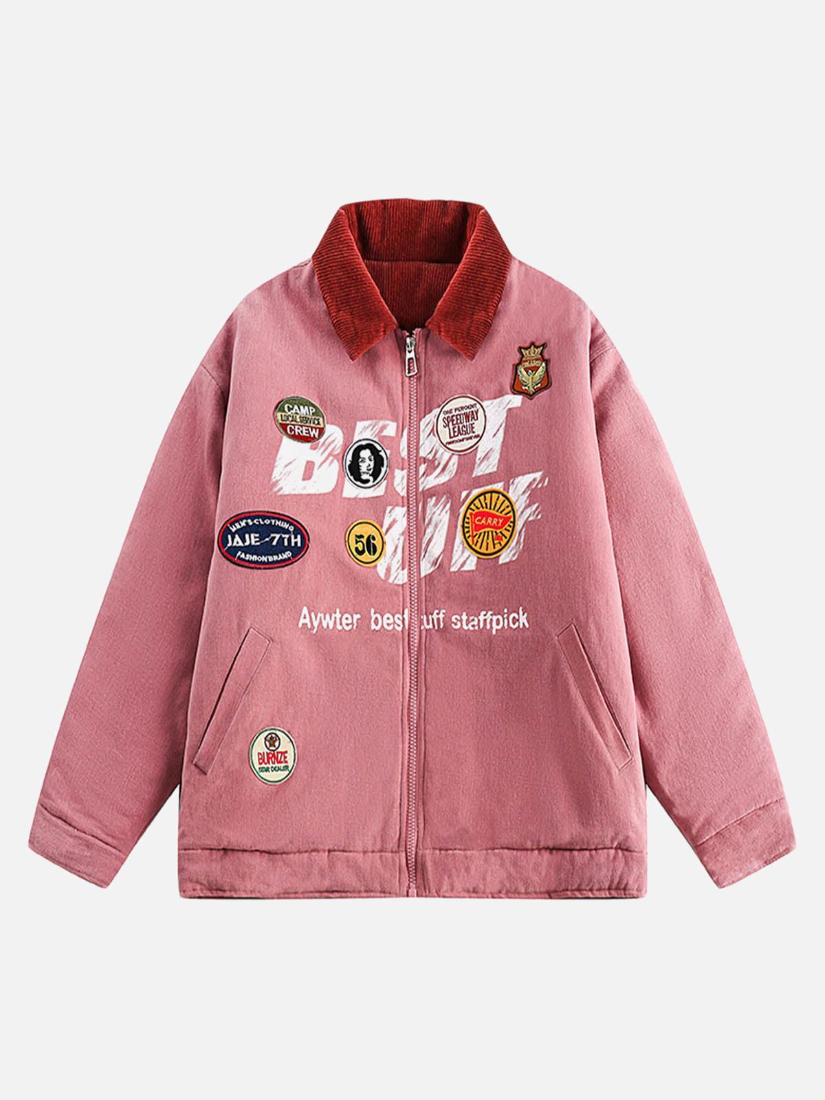 Concert Outfit Embroidery Patchwork Print Stand Collar Quilted Barn Jacket