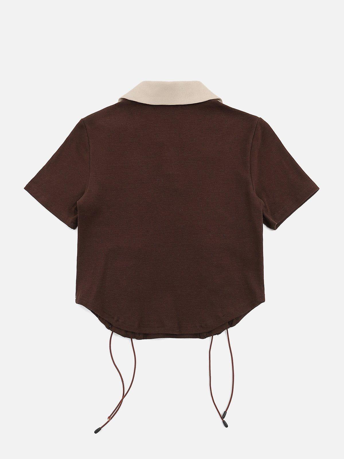 Concert Outfit Embroidery Side Drawstring Fold-Over Star Tee