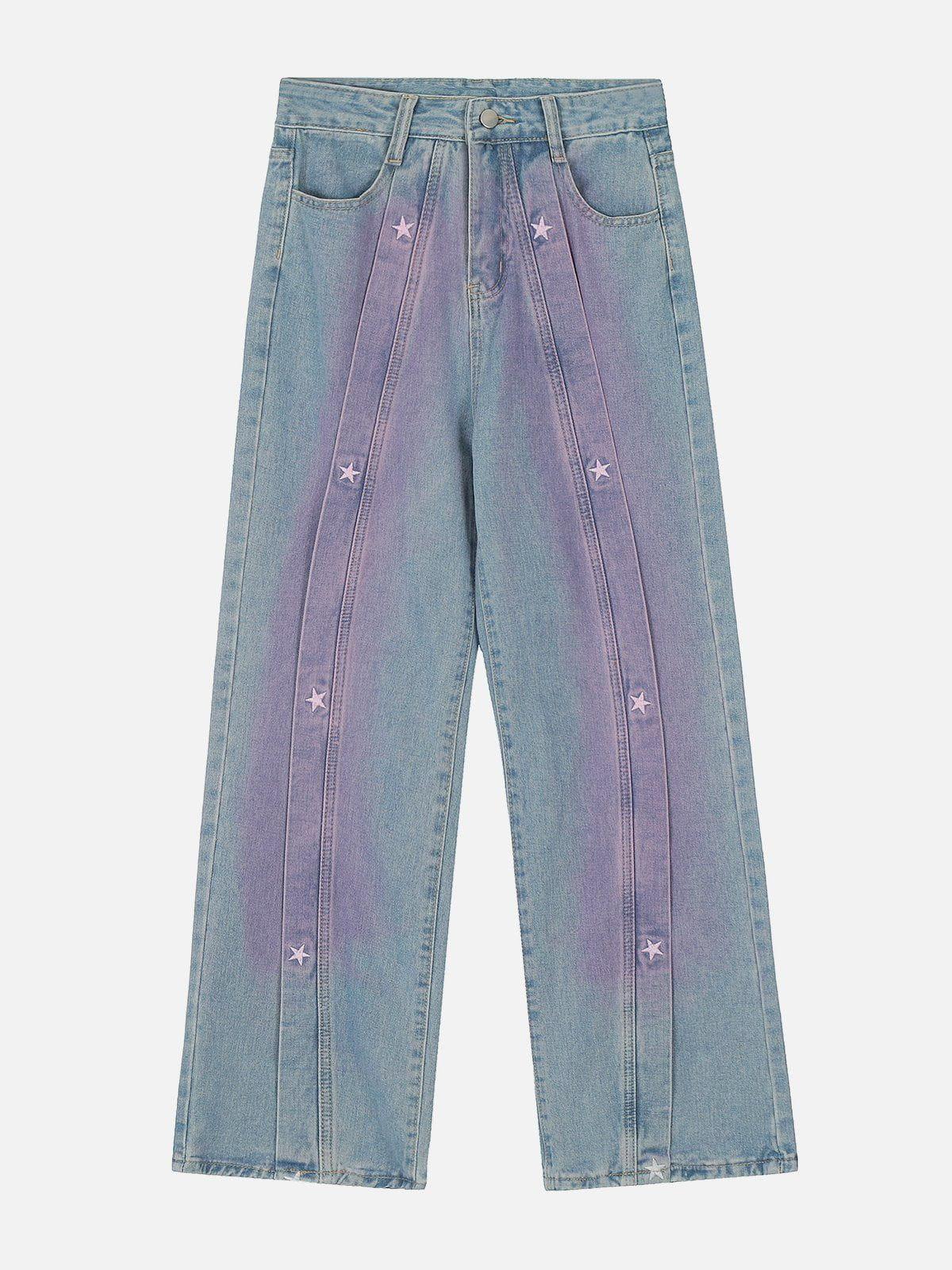 Concert Outfit Embroidery Star Washed Jeans