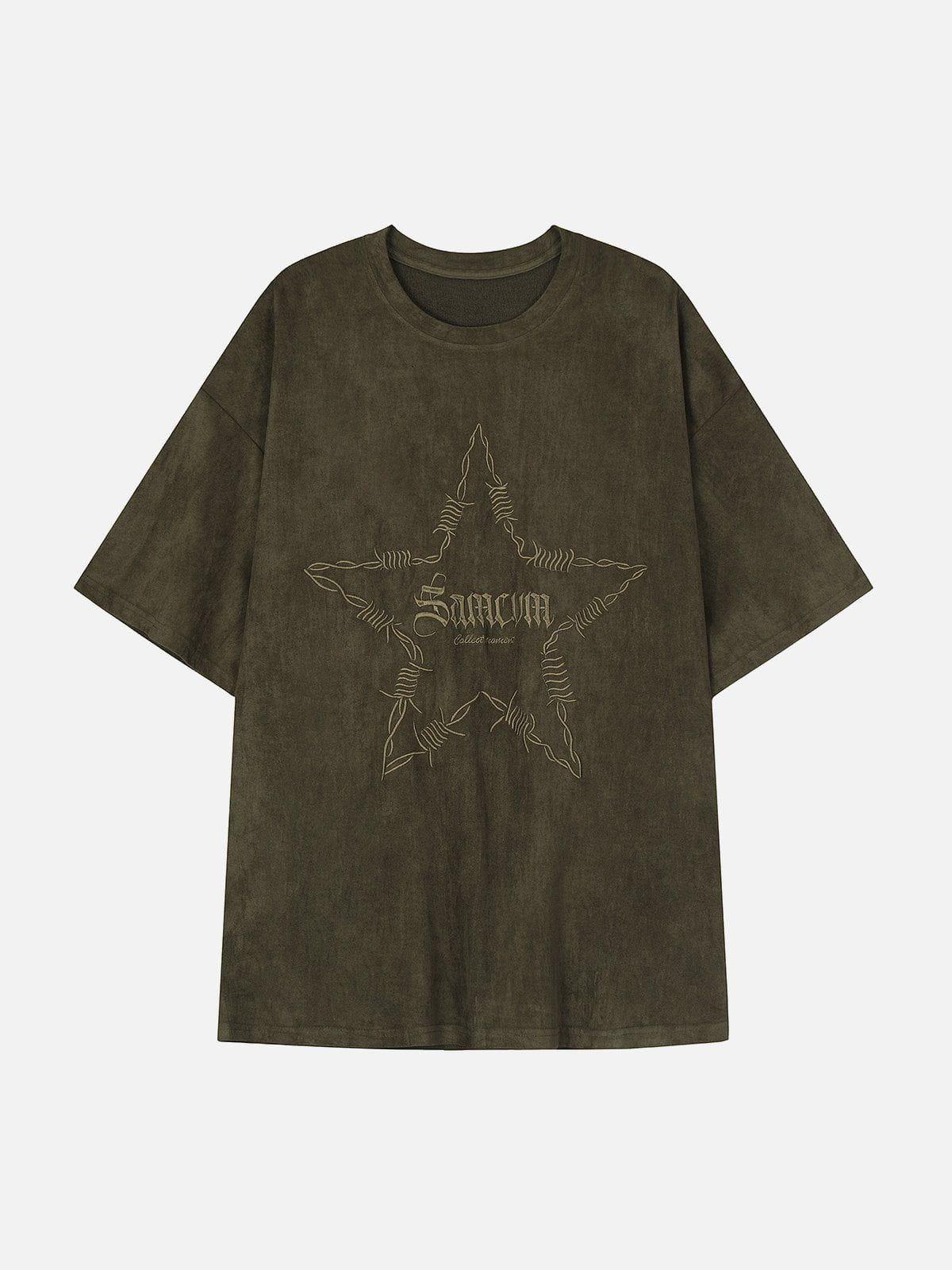 Concert Outfit Embroidery Thorns Star Print Tee