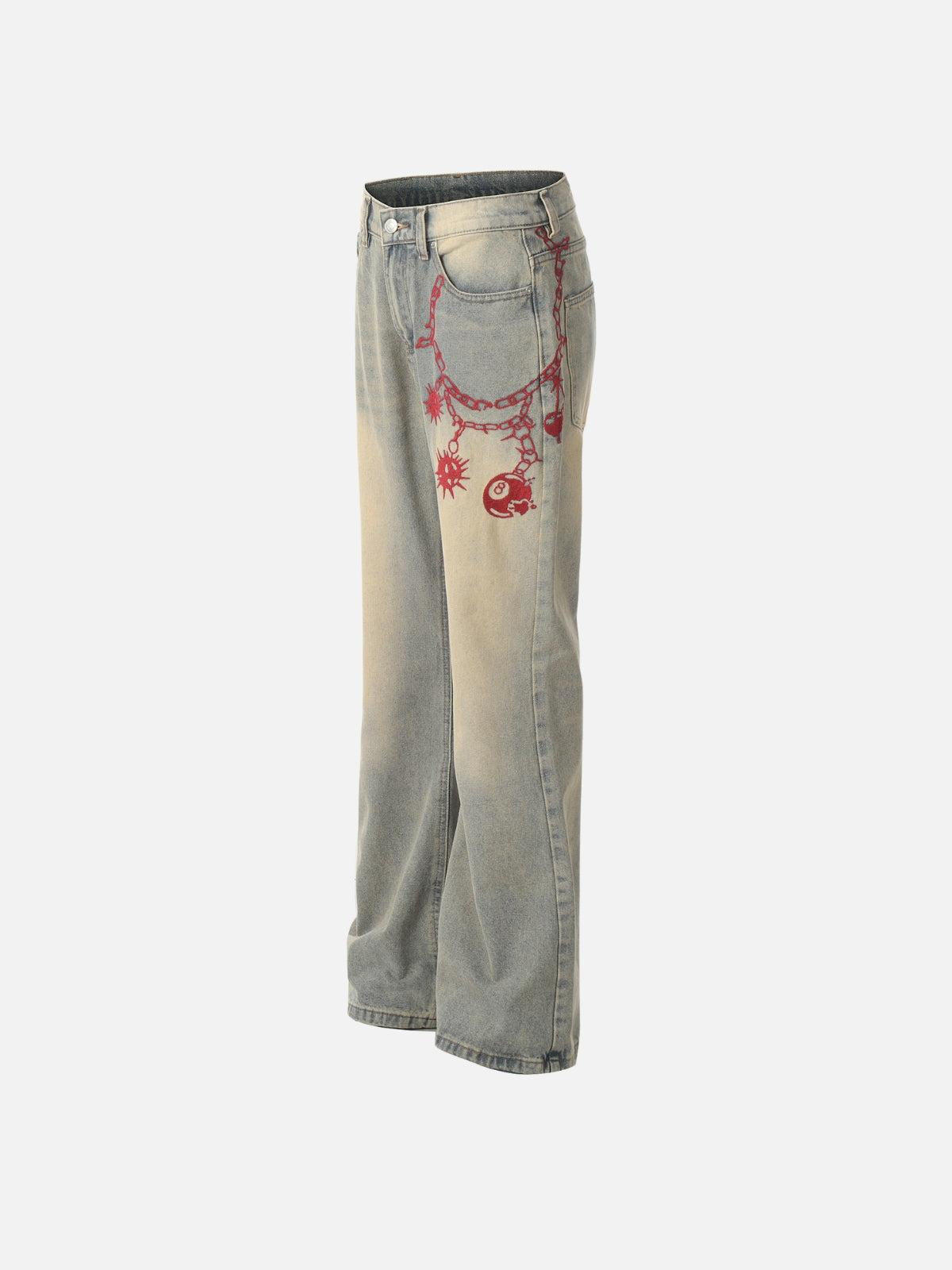 Concert Outfit Embroidery Washed Jeans
