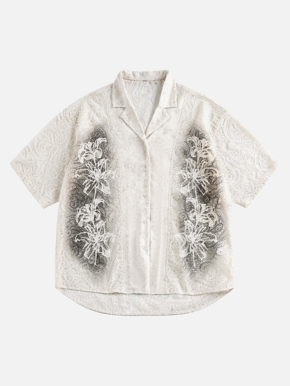 Concert Outfit Exquisite Floral Embroidered Short-Sleeve Shirt