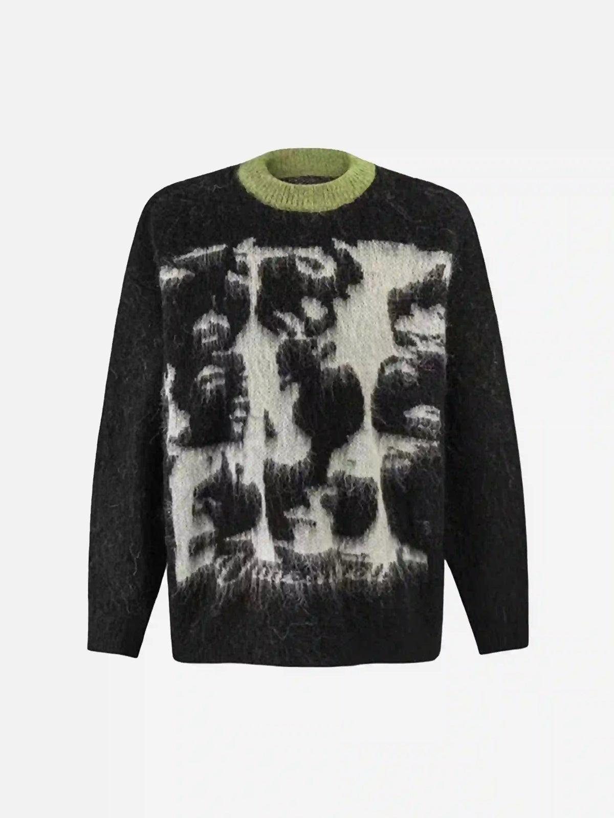 Concert Outfit Facial Pattern Mohair Sweater