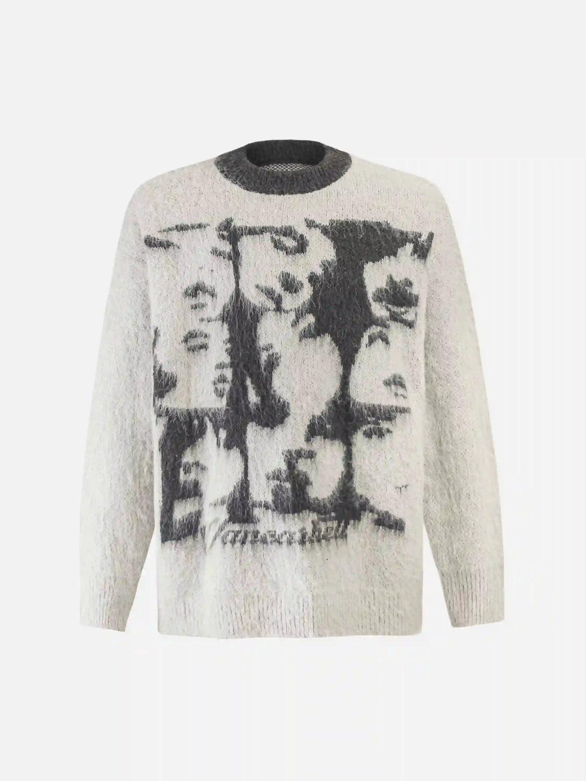 Concert Outfit Facial Pattern Mohair Sweater