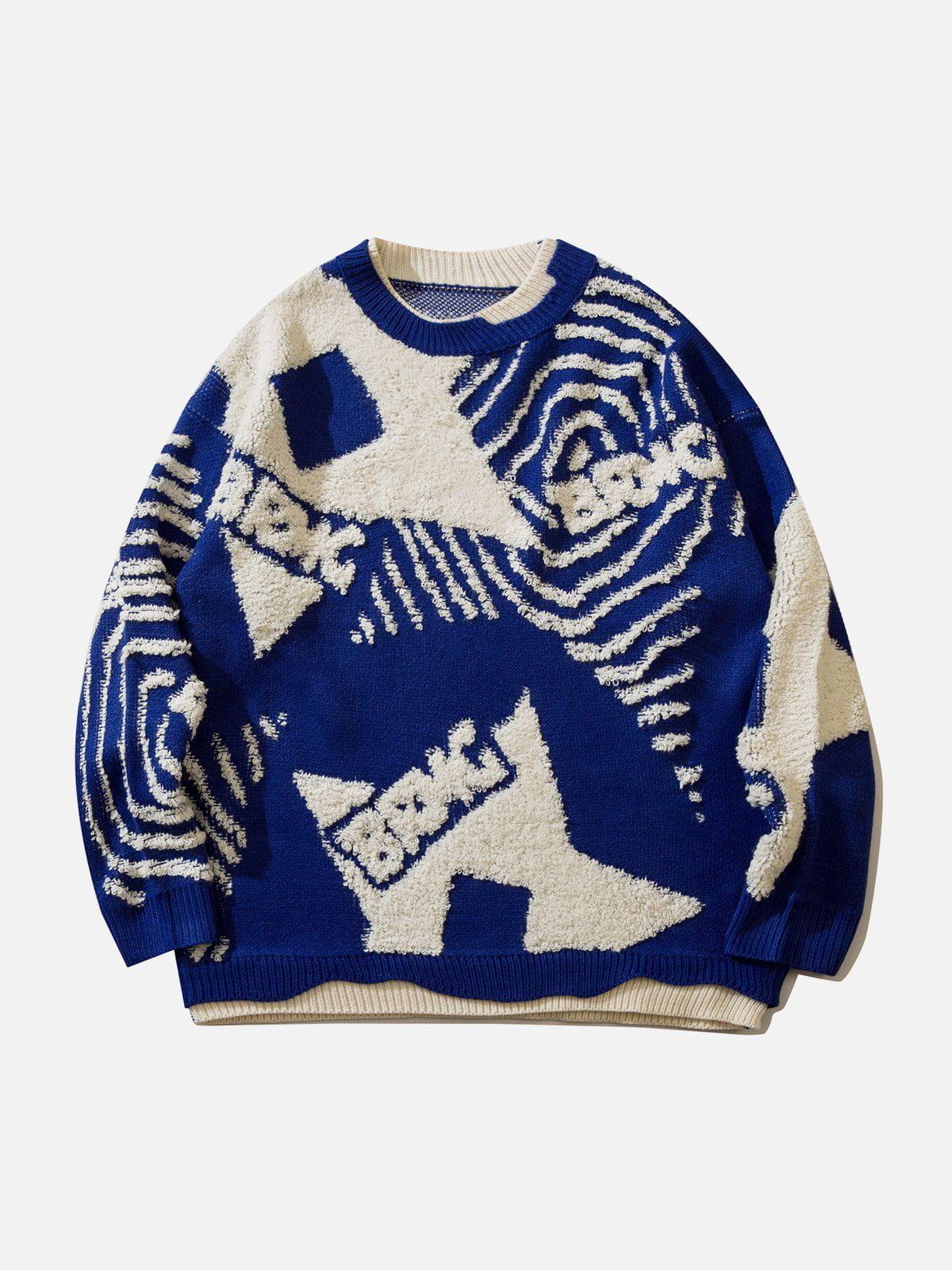 Concert Outfit Fake-Two Flocking Patchwork Sweater