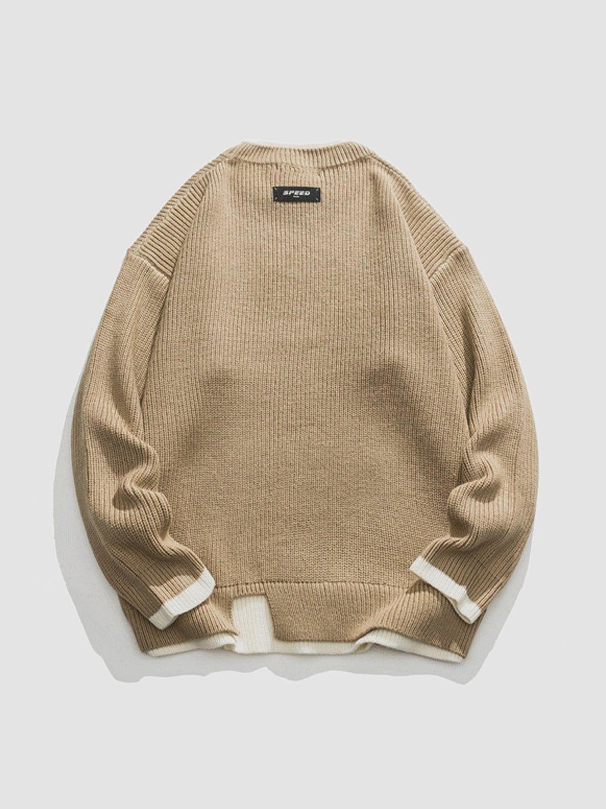 Concert Outfit Fake Two Patchwork Knit Sweater