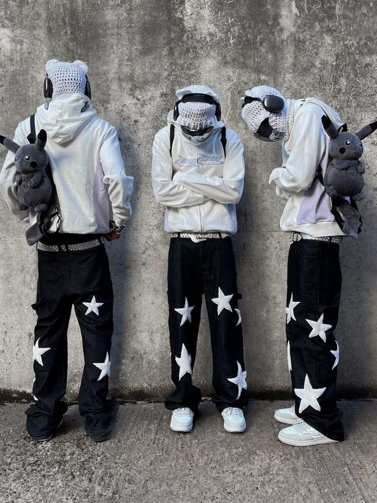 Concert Outfit Flocked Star Straight Jeans