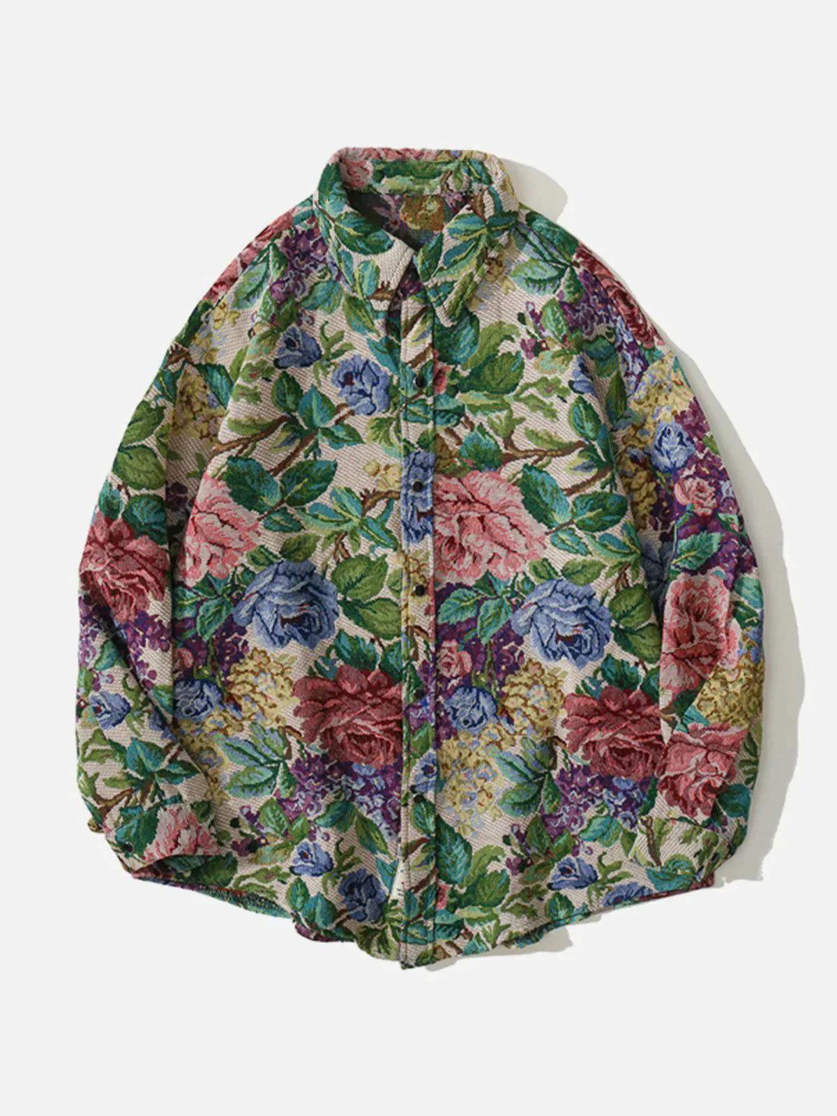 Concert Outfit Floral Embroidered Long-Sleeved Shirt