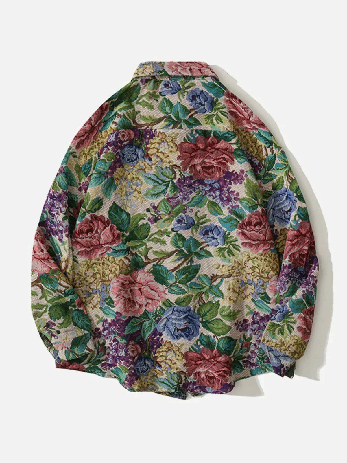 Concert Outfit Floral Embroidered Long-Sleeved Shirt