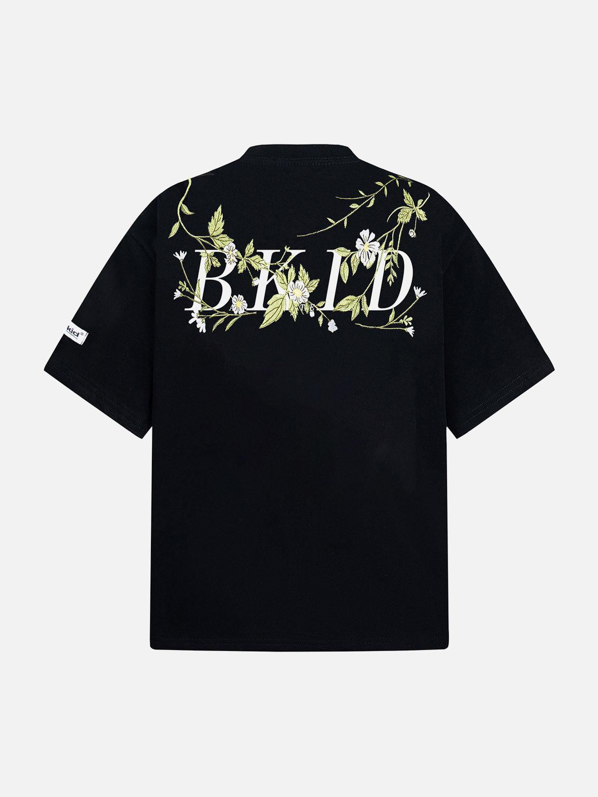 Concert Outfit Floral Embroidered Oversized Short Sleeve T-Shirt