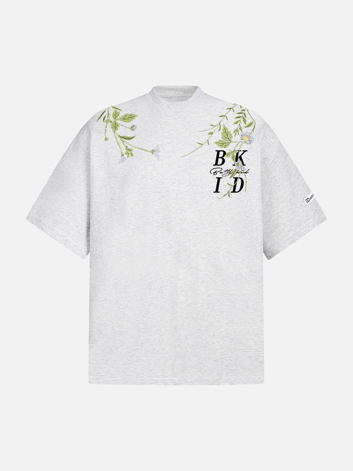 Concert Outfit Floral Embroidered Oversized Short Sleeve T-Shirt