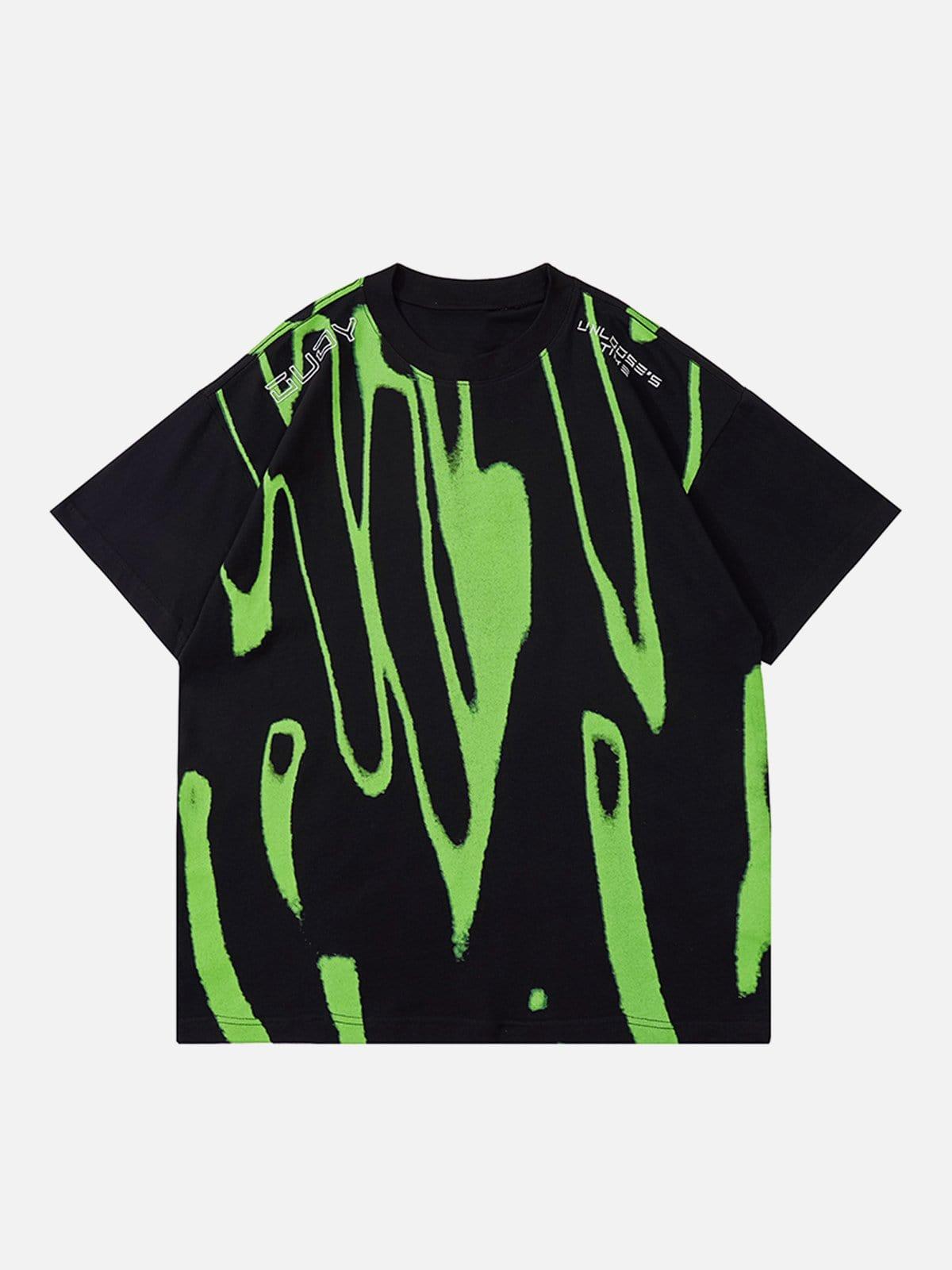 Concert Outfit Fluorescent Irregular Printing Tee