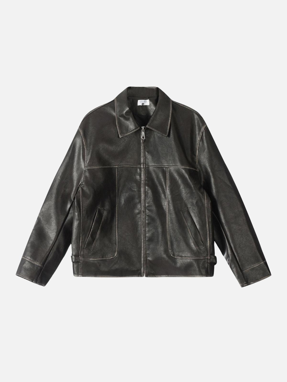 Concert Outfit Fold-Over Washed Faux Leather Jacket