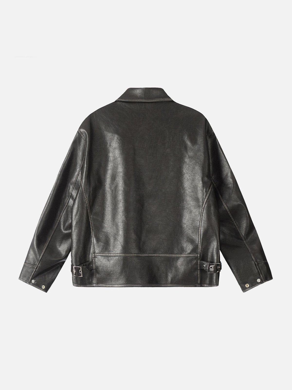 Concert Outfit Fold-Over Washed Faux Leather Jacket