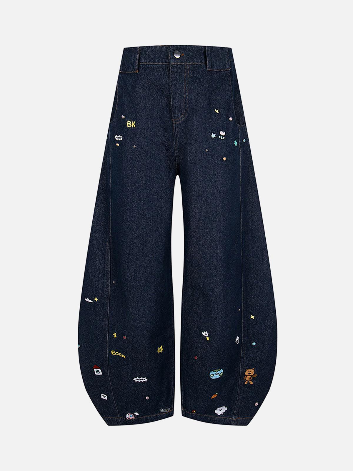 Concert Outfit Fun Embroidered Barrel Jeans