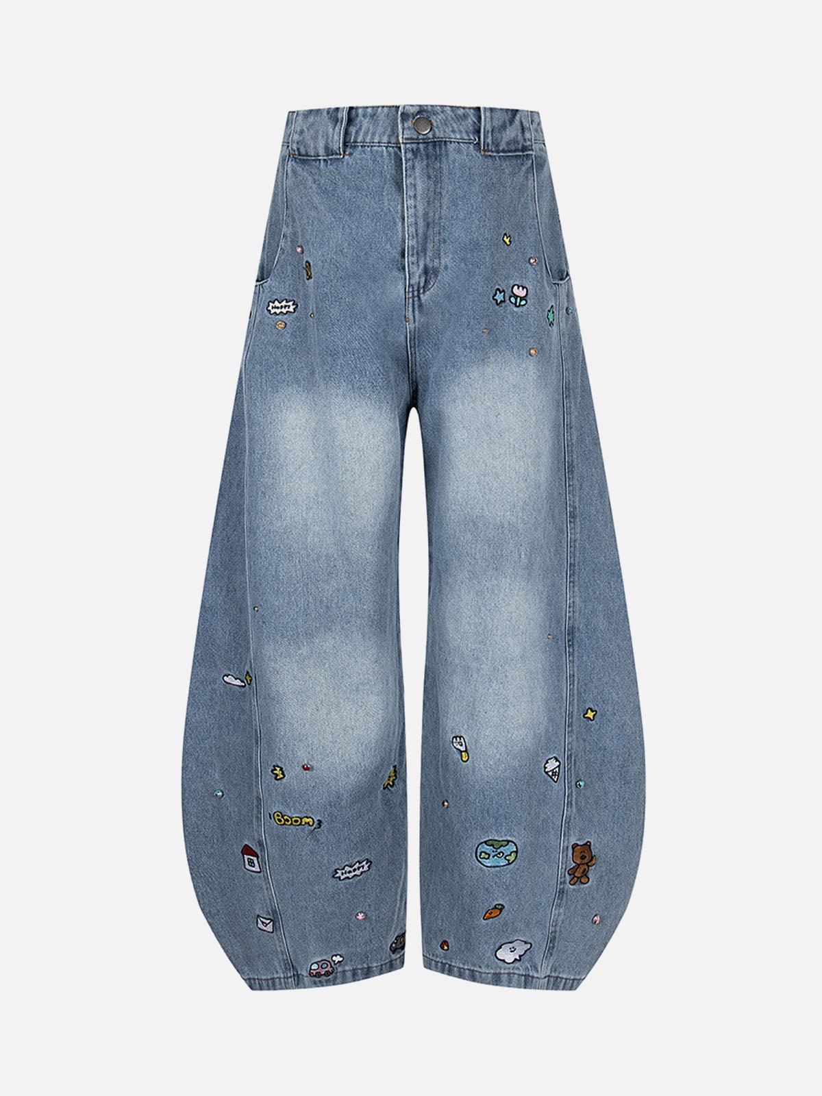 Concert Outfit Fun Embroidered Barrel Jeans