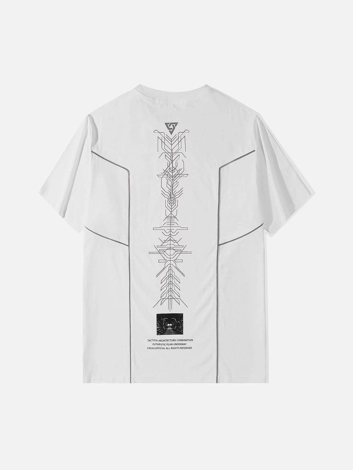 Concert Outfit Functional Reflective Strip Print Cotton Tee