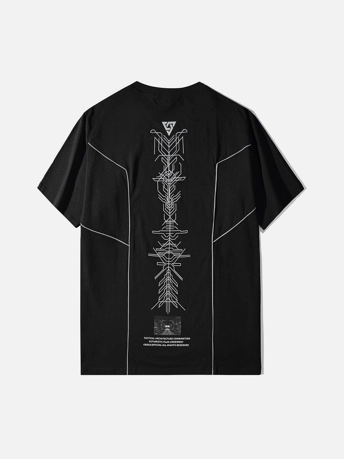 Concert Outfit Functional Reflective Strip Print Cotton Tee