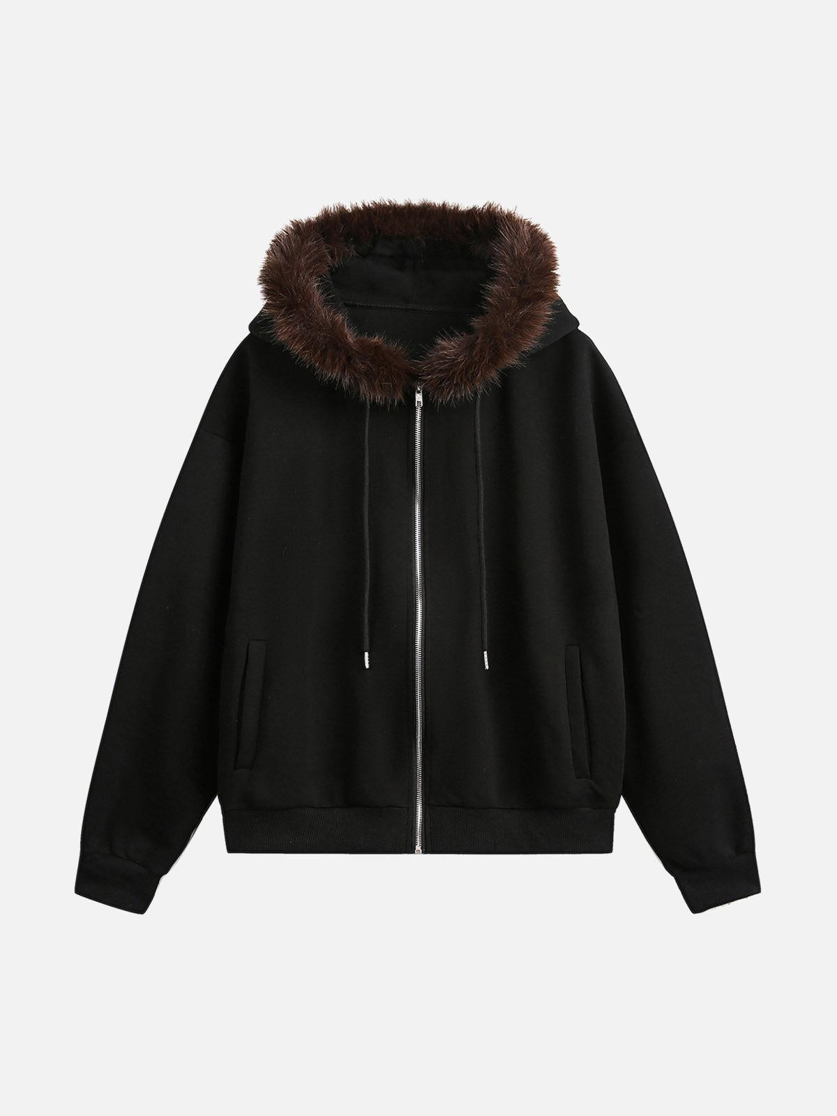 Concert Outfit Fur Collar Stitch Detail Cardigan