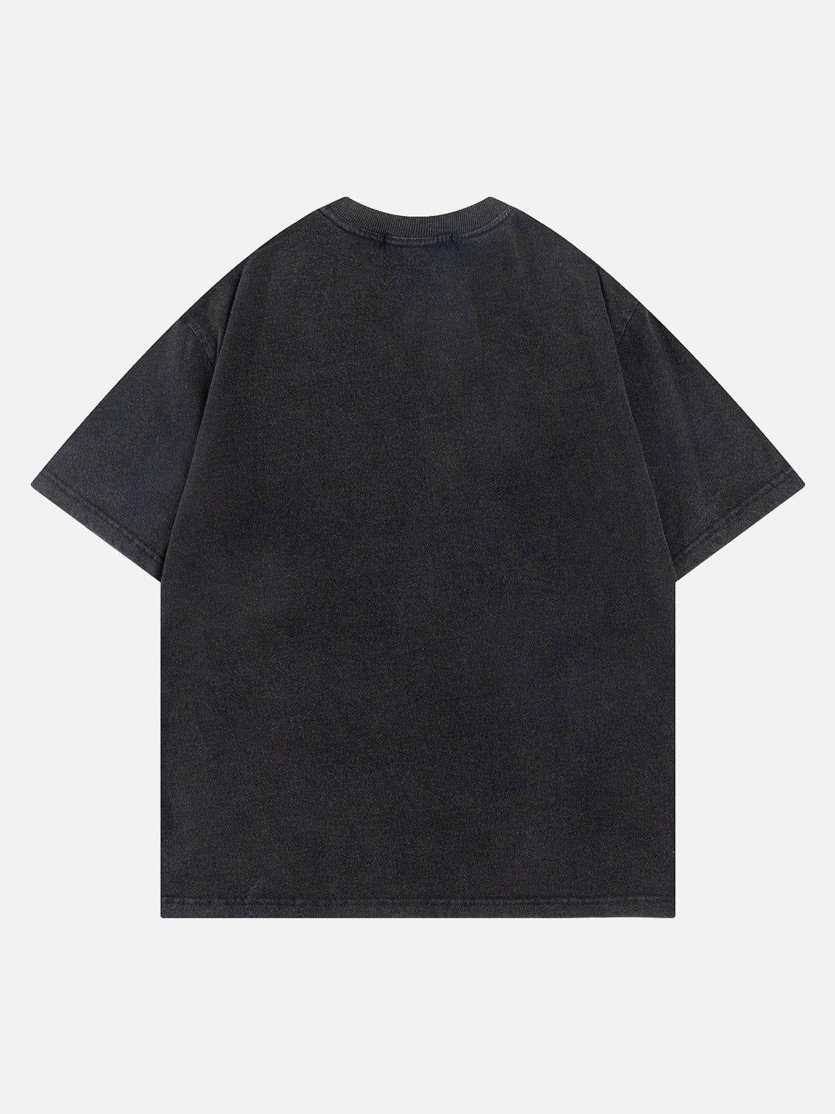 Concert Outfit Fuzzy Font Print Washed Tee