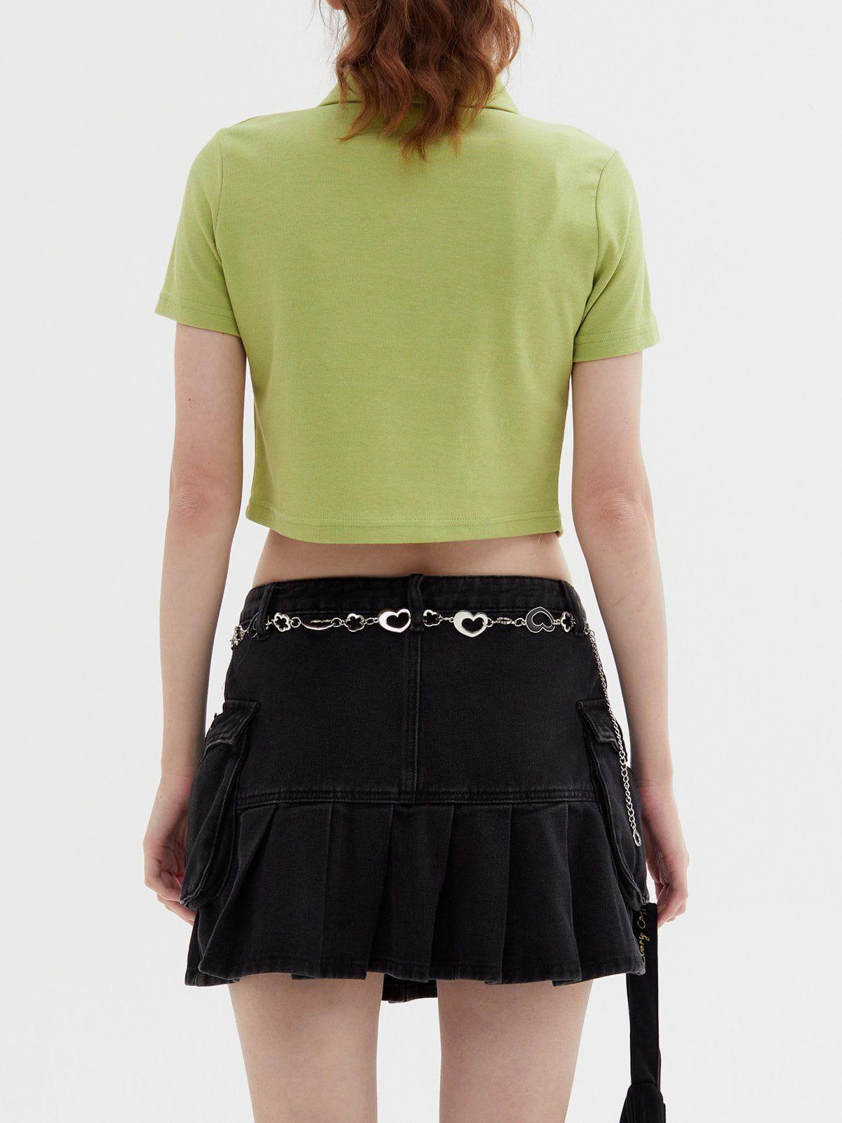 Concert Outfit Geometric Zip Up Crop Tee