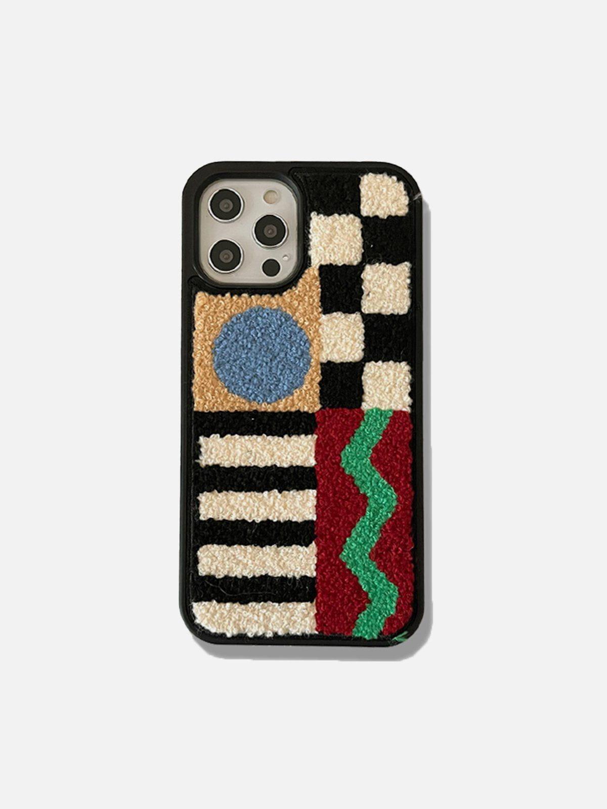Concert Outfit Geometry Patchwork Plush Mobile Phone Case