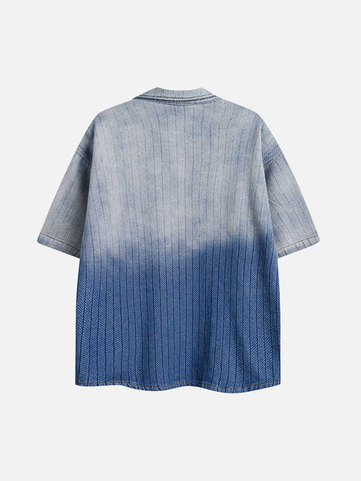 Concert Outfit Gradient Denim Short-Sleeve Shirt