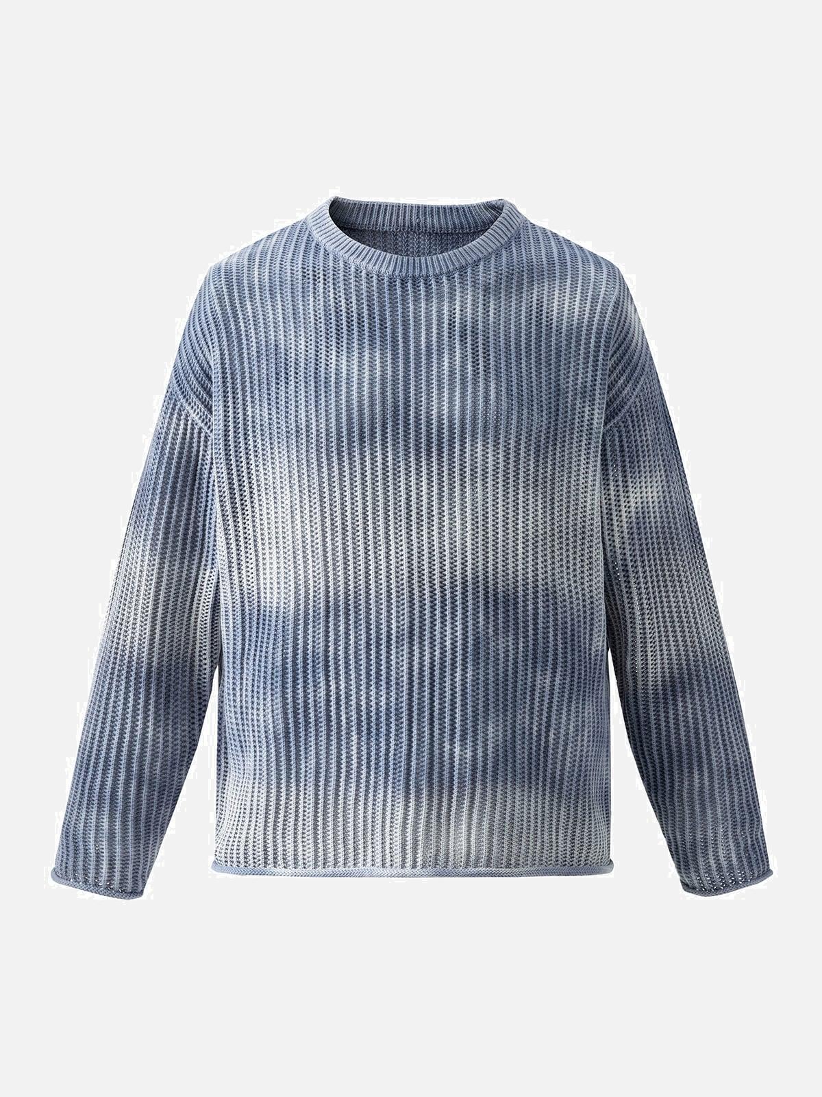 Concert Outfit Gradient Ombre Knit  Crew Neck Sweater