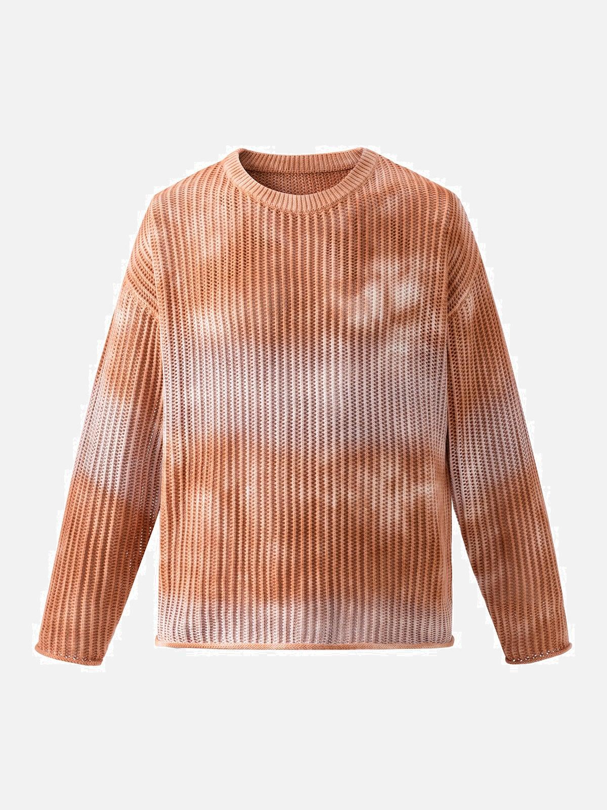 Concert Outfit Gradient Ombre Knit  Crew Neck Sweater