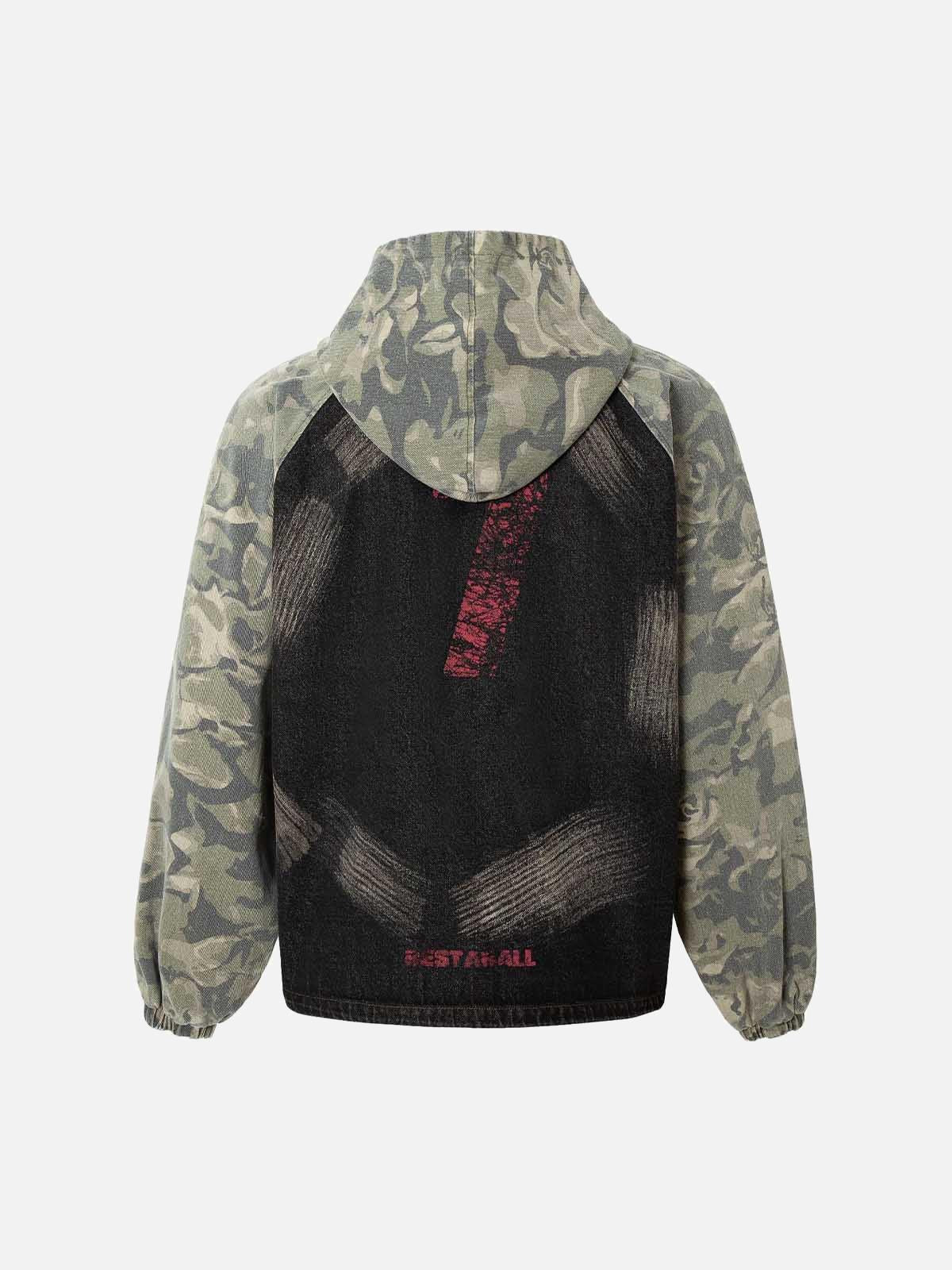 Concert Outfit Graffiti Camouflage Patchwork Hooded Jacket