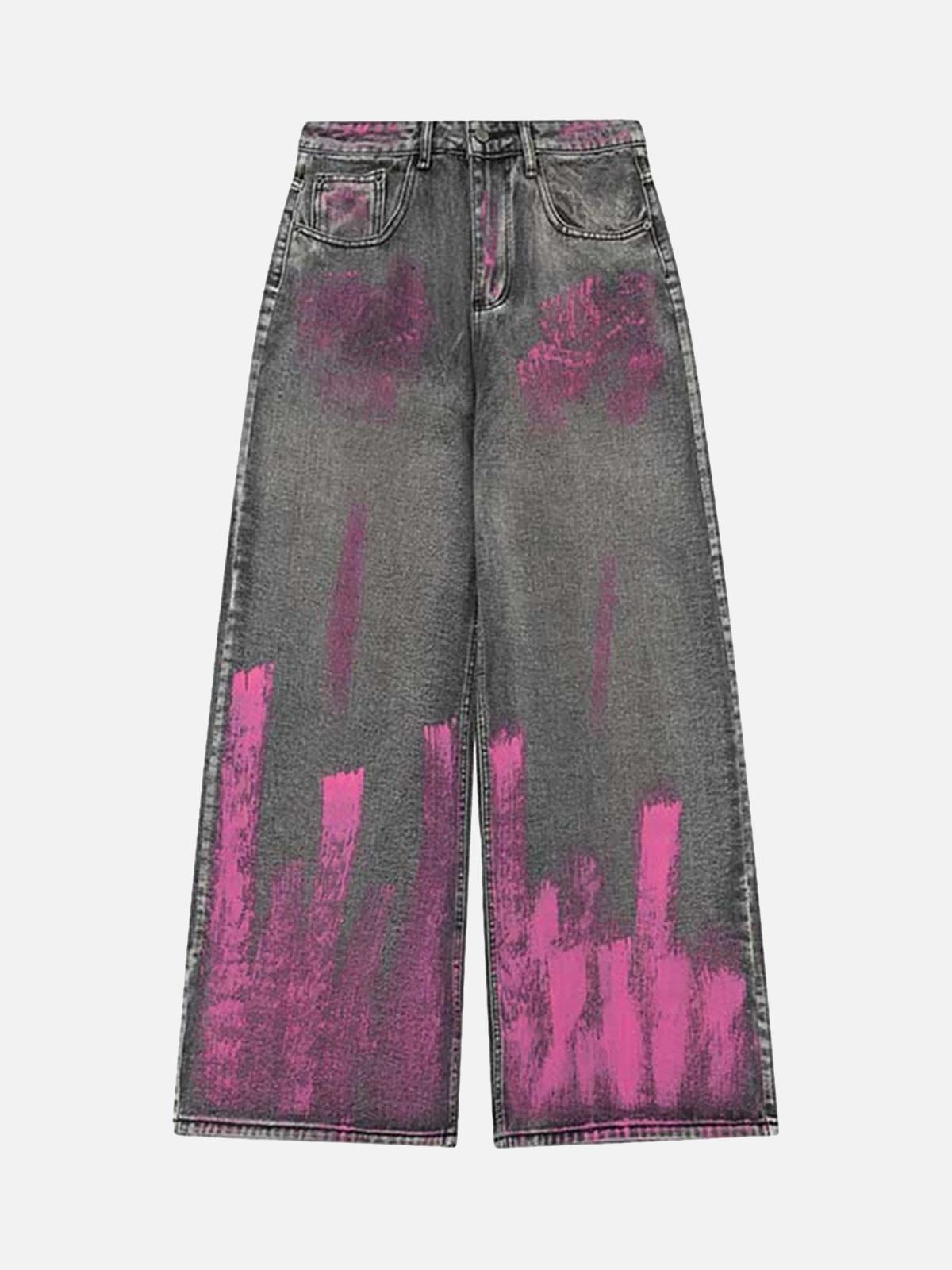 Concert Outfit Graffiti Distressed Washed Baggy Jeans