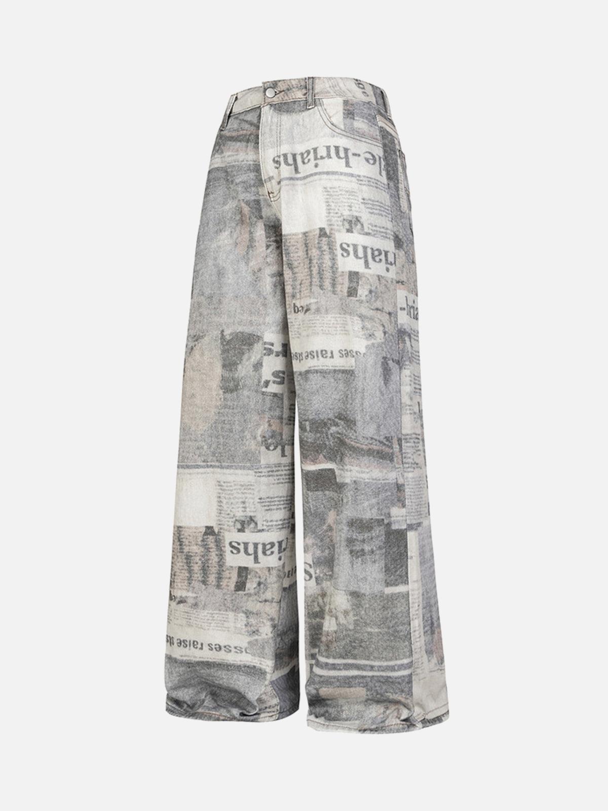 Concert Outfit Graffiti Newspaper Baggy Jeans
