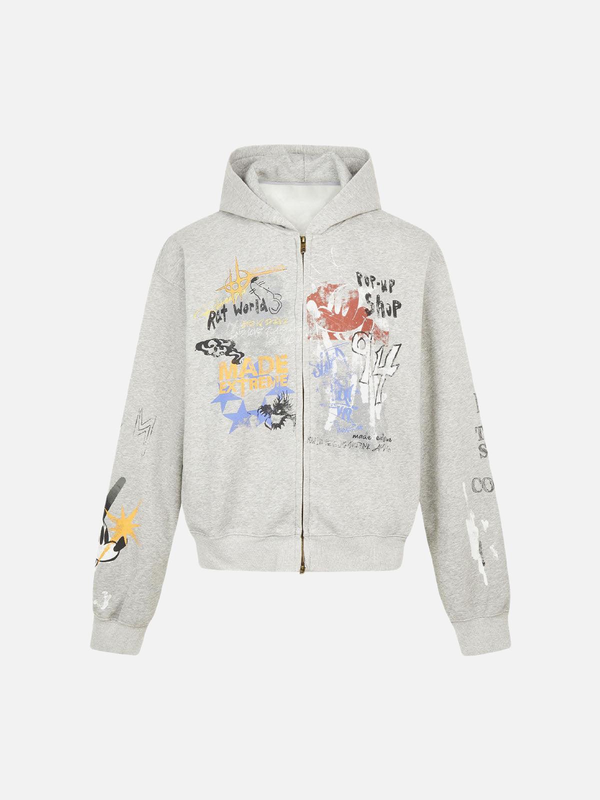 Concert Outfit Graffiti Print Streetstyle Cardigan