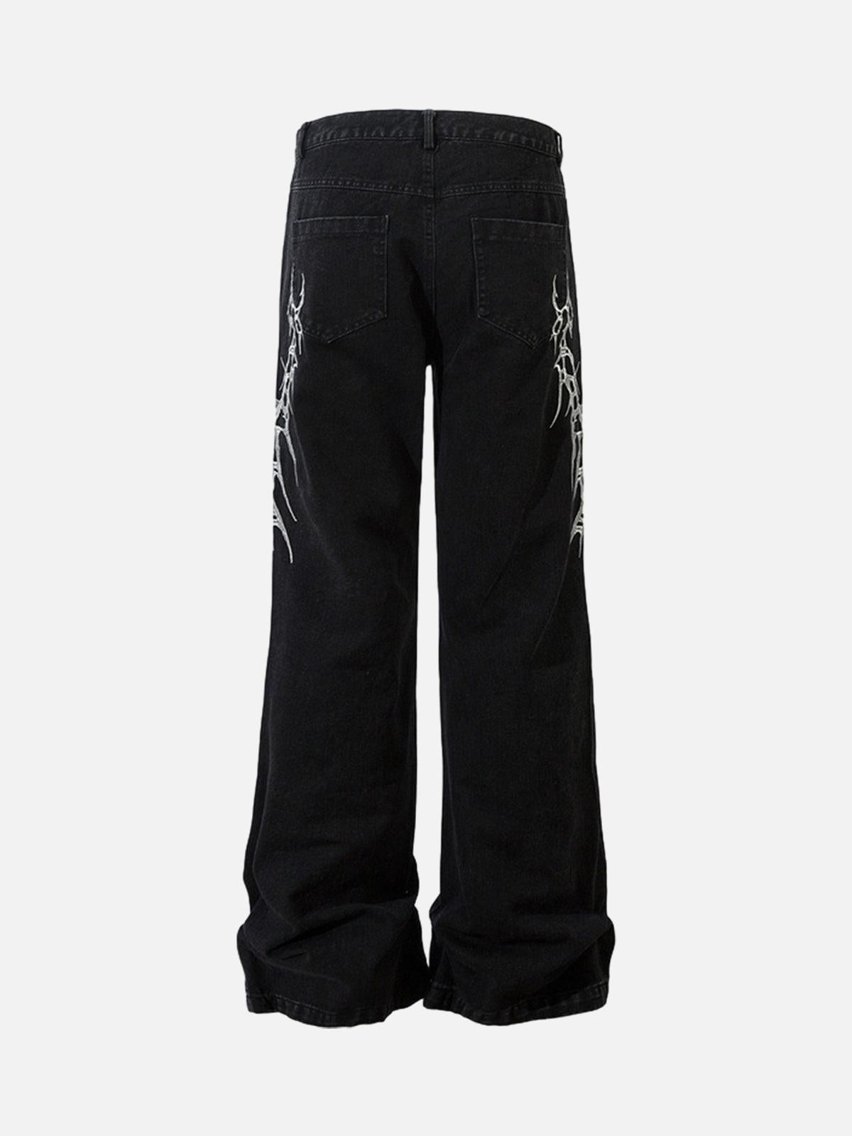 Concert Outfit Graphic Embroidered Straight Jeans