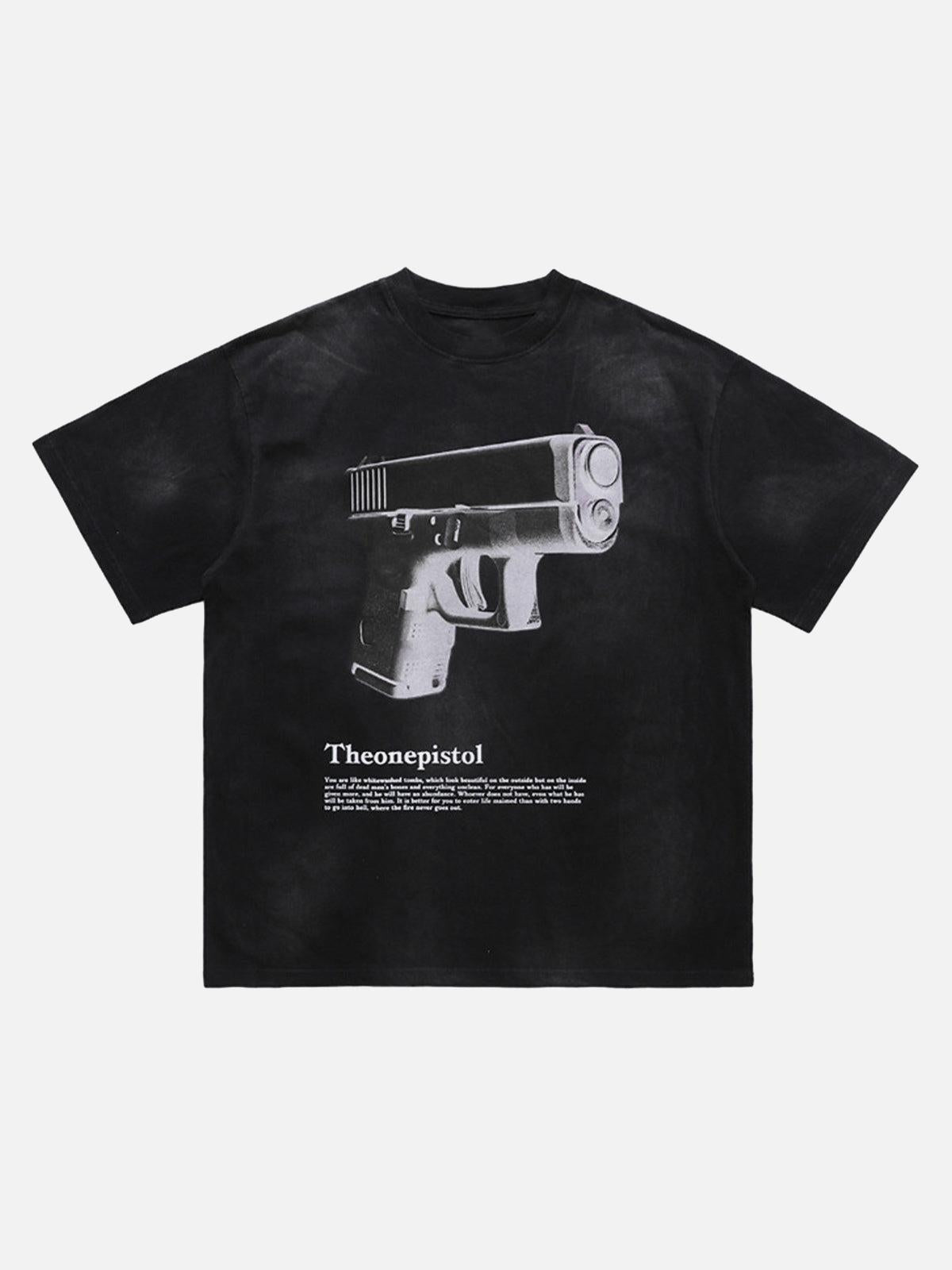 Concert Outfit Graphic Gun Print T-Shirt - Bold Statement for Urban Style