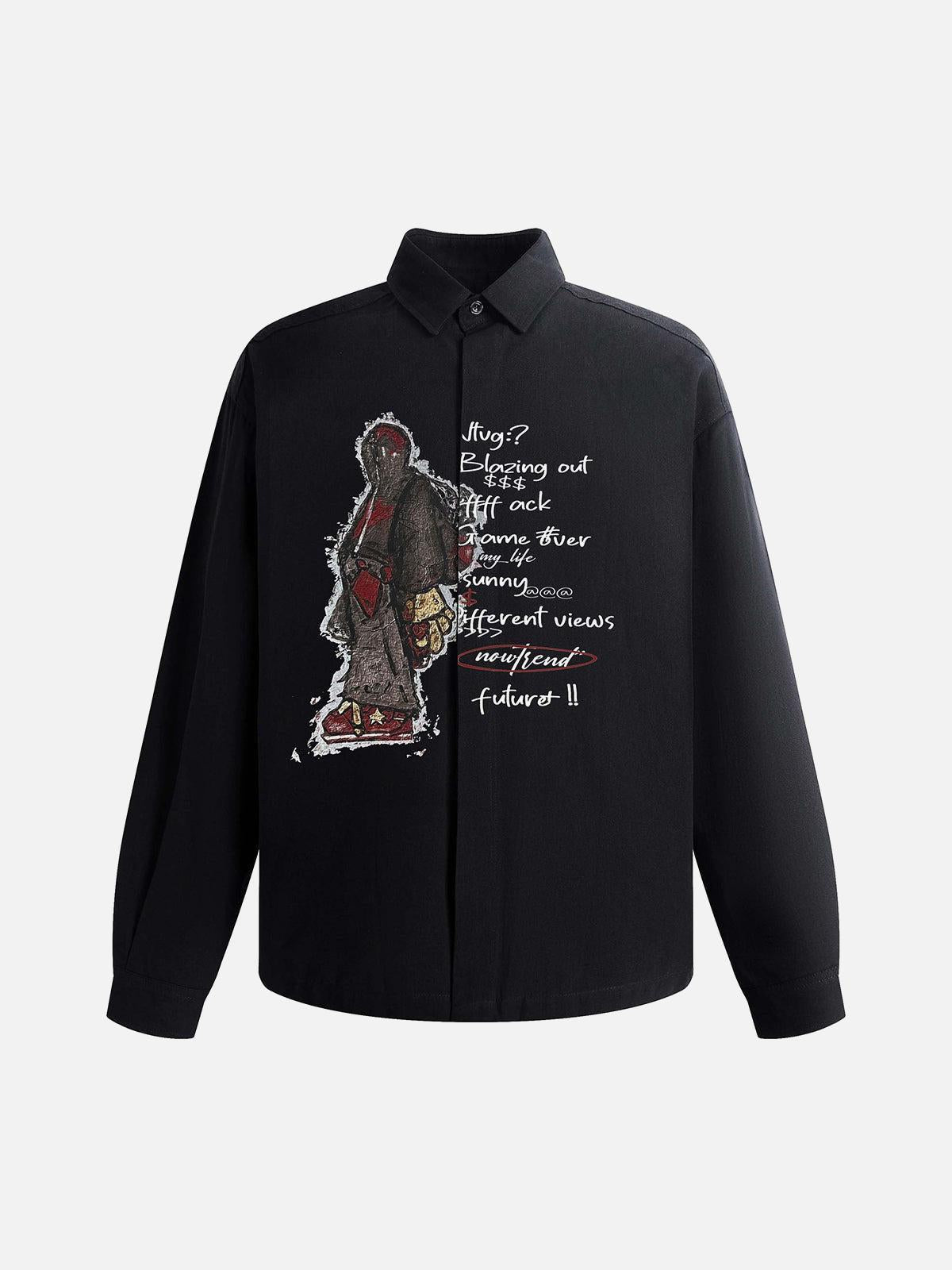 Concert Outfit Graphic Portrait Print Long-Sleeve Shirt