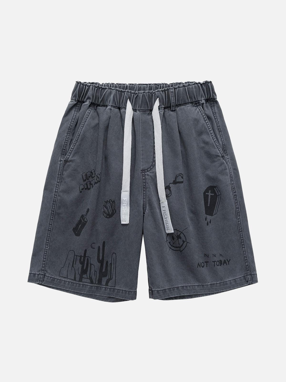 Concert Outfit Graphic Print Drawstring Shorts